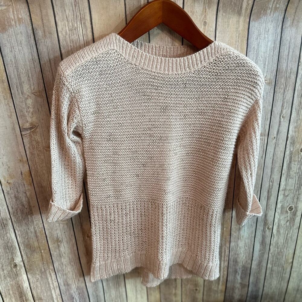 Chicos Size 0 (small) pink gold shimmer super cute cable kit sweater, EUC - Picture 5 of 5